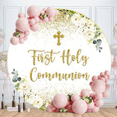 Aperturee - Cross First Holy Commnion Floral Baptism Backdrop